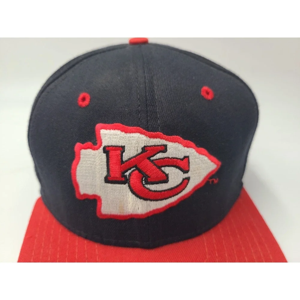 Vintage Kansas City Chiefs New Era Low Profile‎ Snapback Hat Cap Wool Black Red